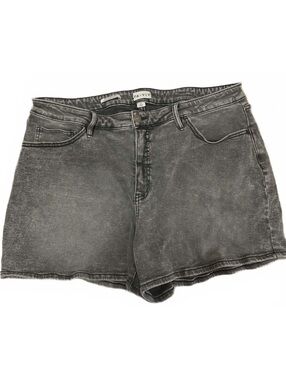 AVA-VIVWomen's Black Washed Denim Shorts Size 18